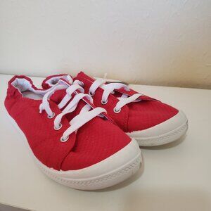 Red Canvas Slip-On Shoes Size 6.5